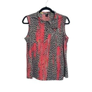 Jamie Sadock Golf Shirt Sz M Tennis Top Summer Vacation Resort Y2K Animal Print